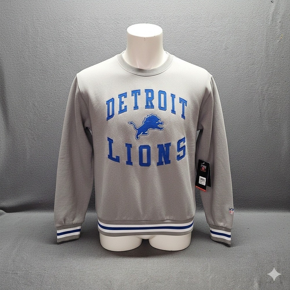 Detroit Lions NFL Ultra Game Gray Crew Neck‎ Long Sleeve Sweatshirt Men's L
